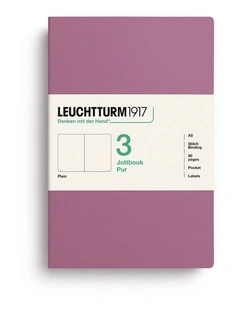 Jottbook pur (A5), 80 numbered pages, plain, Dusty Rose, pack of 3