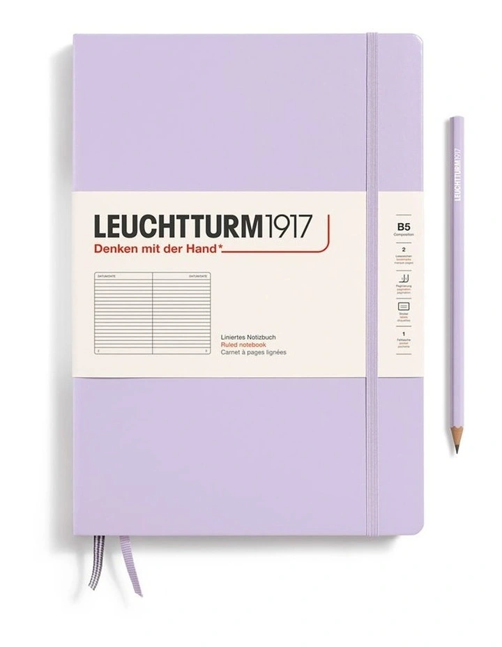 Notebook Composition (B5), Softcover, 123 numbered pages, Lilac, Ruled image 1