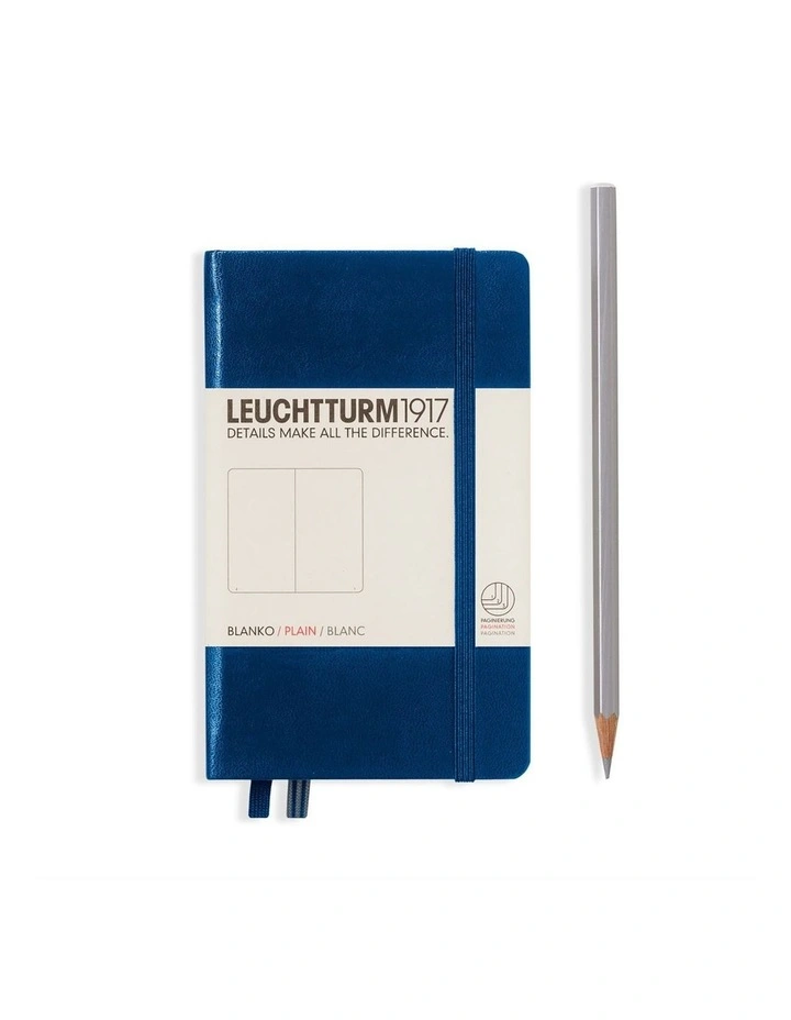 Notebook Pocket (A6) Hardcover, 185 Numbered Pages, Plain, Navy image 1