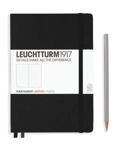 Notebook Medium (A5) Hardcover, 249 Numbered Pages, Dotted, Black