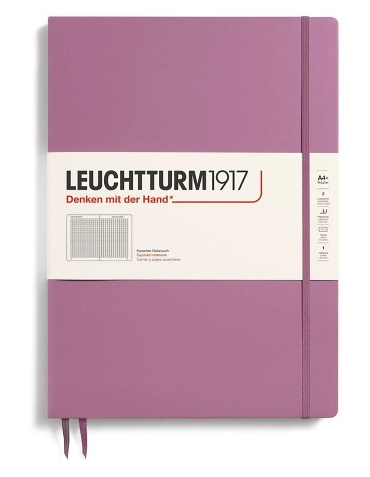 Notebook Master Slim (A4 ) Hardcover, 123 Numbered pages, squared, Dusty Rose image 2