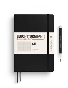 Notebook Medium (A5) Hardcover, 411 Numbered Pages, Ruled, Black