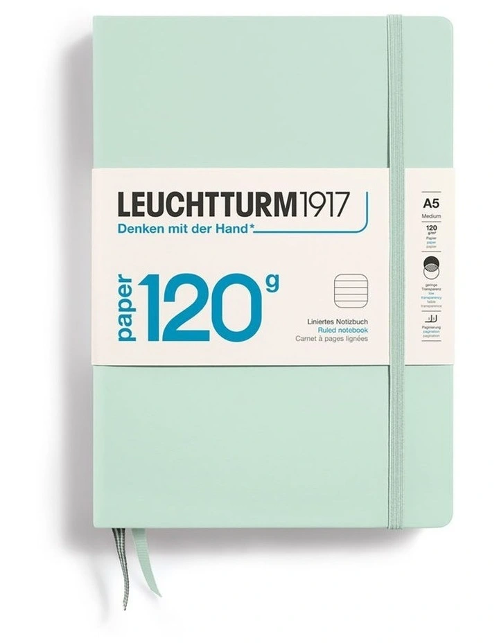 Notebook Hardcover Medium (A5), 120g Edition, Ruled, 203 pages, Mint Green image 2
