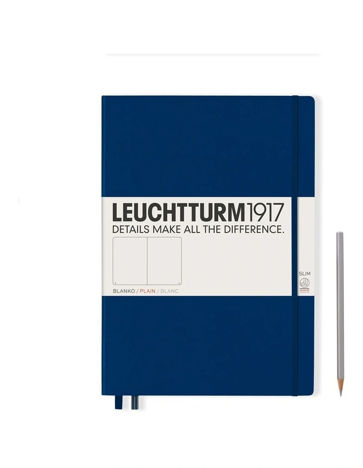 Notebook Master Slim (A4 ) Hardcover, 121 numbered pages, plain, navy image 1