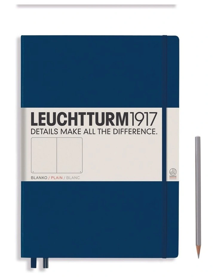 Notebook Master Slim (A4 ) Hardcover, 121 numbered pages, plain, navy image 3