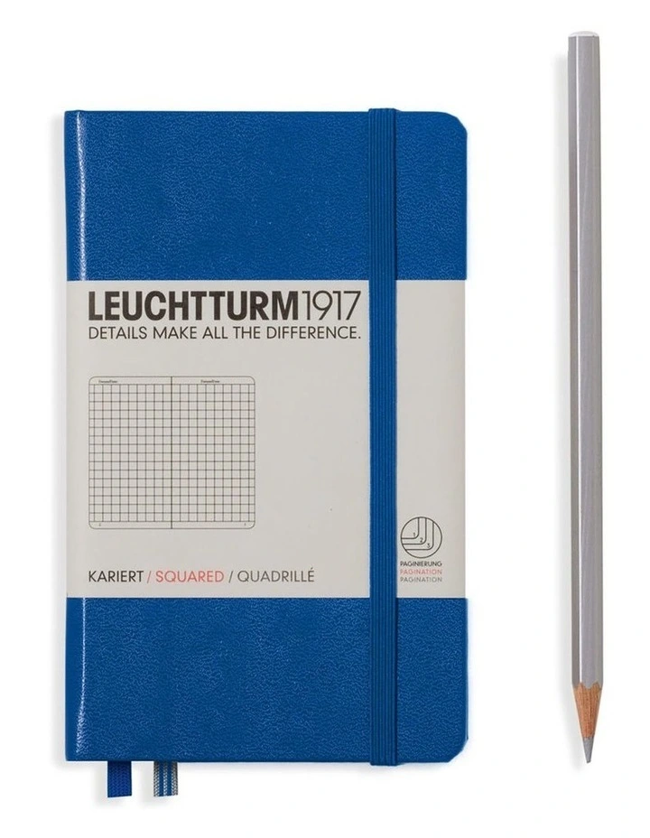 Notebook Pocket (A6) Hardcover, 185 Numbered Pages, Squared, Royal Blue image 1