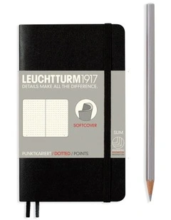 Notebook Pocket (A6) Softcover, 121 Numbered Pages, Dotted, Black