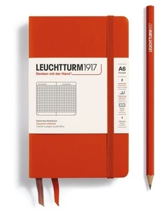 Notebook Hardcover Pocket (A6), Square, 187 pages, Fox Red