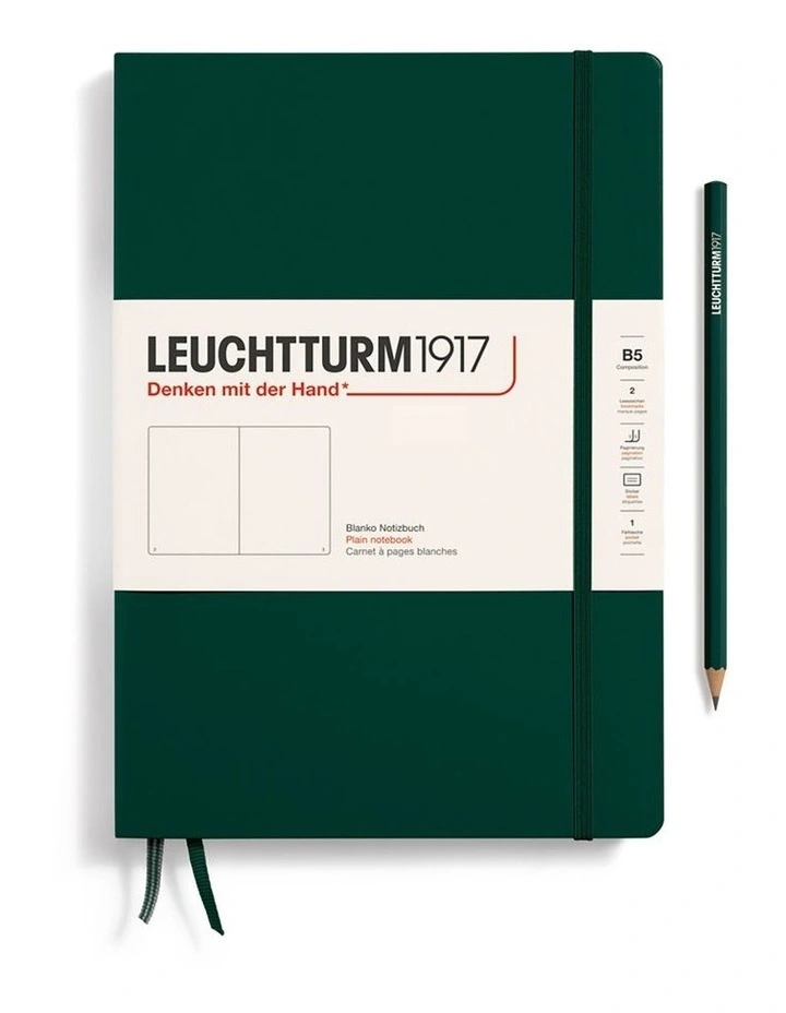 Notebook Hardcover Composition (B5), Plain, 219 pages, Forest Green image 1