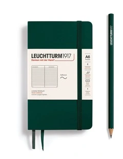 Notebook Softcover Pocket (A6), Ruled, 123 pages, Forest Green