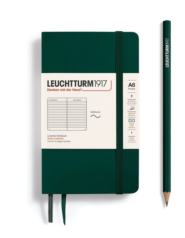 Notebook Softcover Pocket (A6), Ruled, 123 pages, Forest Green image 1