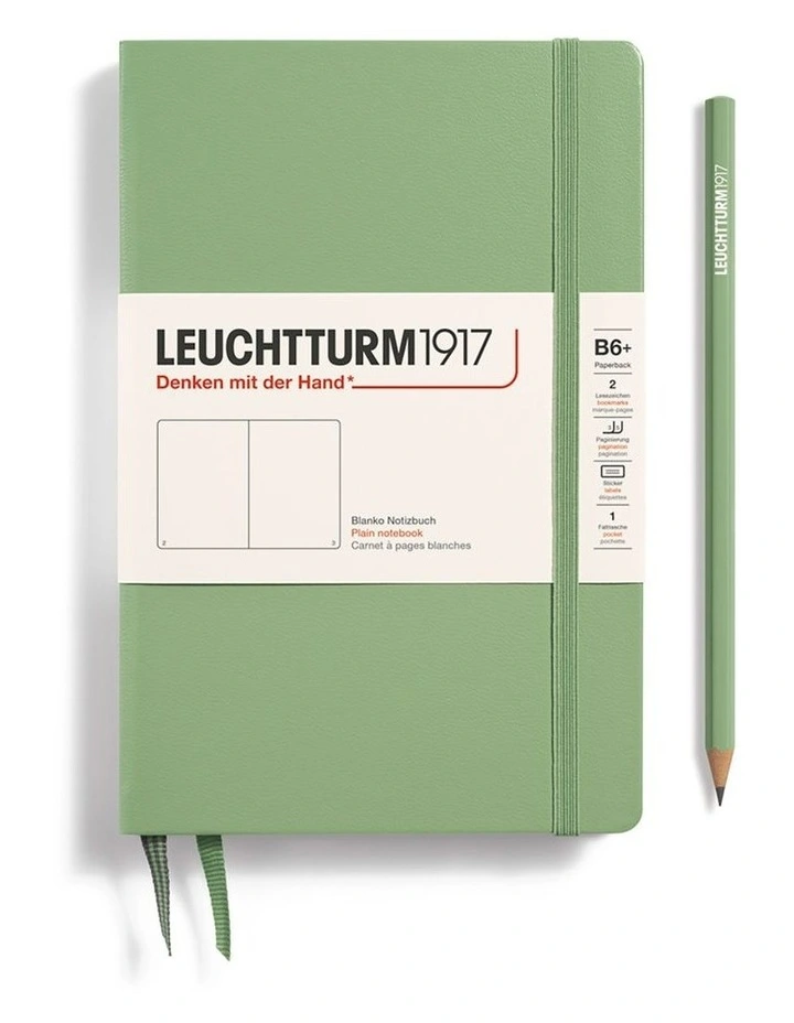 Notebook HC Paperback (B6 ), Hardcover, 219 pages, Plain, Sage image 1