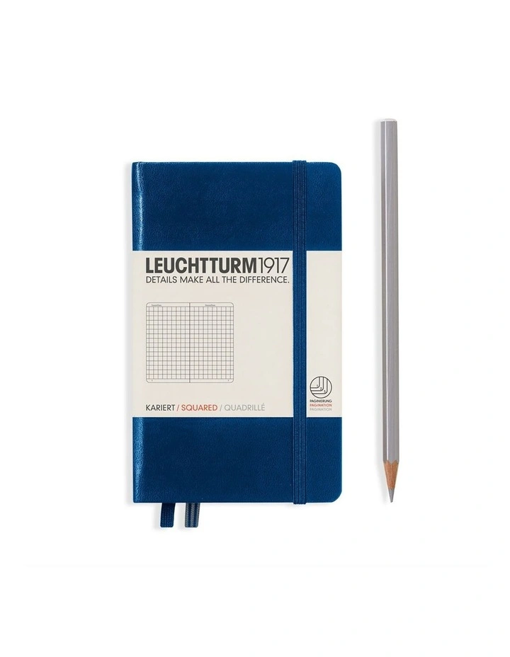 Notebook Pocket (A6) Hardcover, 185 Numbered Pages, Squared, Navy image 1