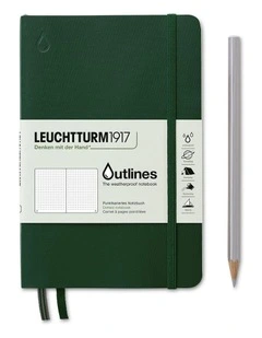 Outlines Weatherproof Notebook Paperback B6 , 150g/m nautical chart paper, 89p, Walden Green, Dotte