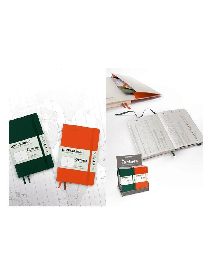 Outlines Weatherproof Notebook Paperback B6 , 150g/m nautical chart paper, 89p, Walden Green, Dotte image 3