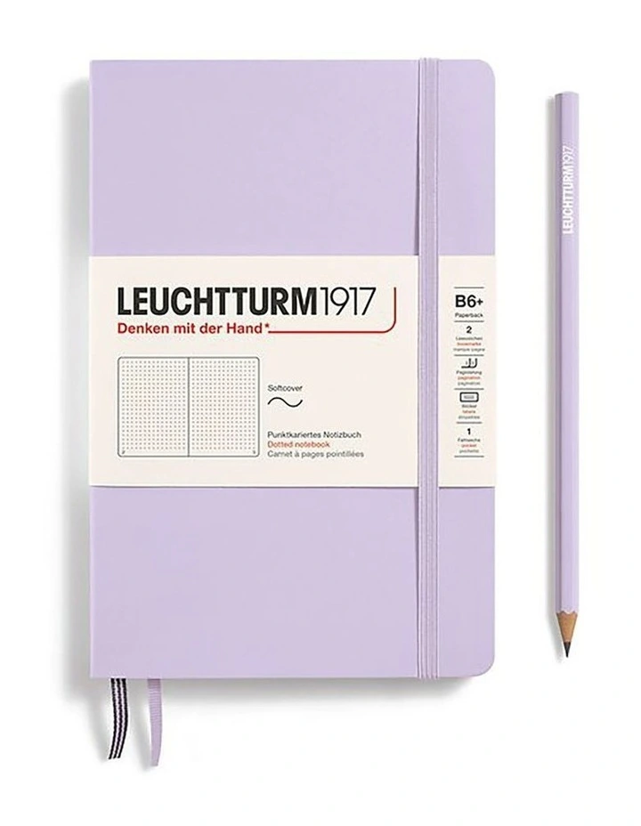 Notebook paperback (B6 ), Softcover, 123 numbered pages, Lilac, Dotted image 1