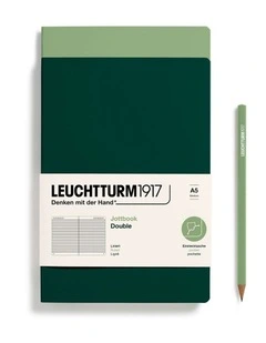 Jottbook (A5) Sage and Forest Green, Ruled, double pack