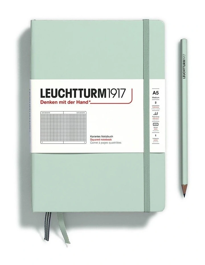 Notebook Hardcover Medium (A5), 251 pages, Squared, Mint Green image 1