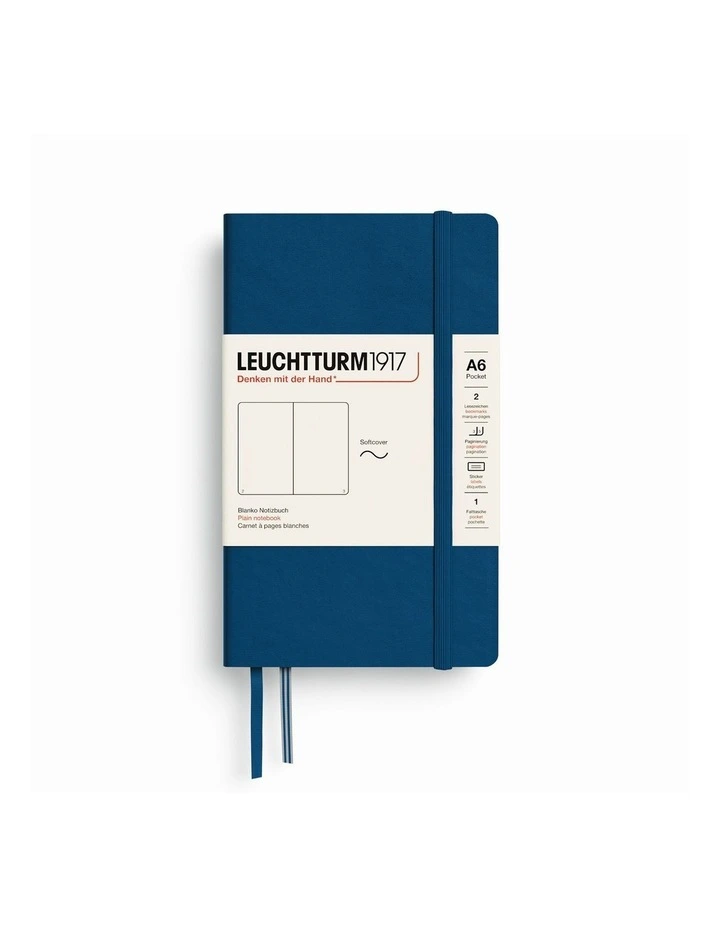 Notebook Softcover Pocket (A6), Plain, 123 pages, Indigo image 1