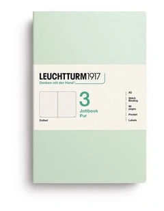 Jottbook pur (A5), 80 numbered pages, dotted, Mint Green, pack of 3