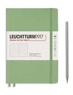 Notebook Medium (A5) Dotted, Hardcover, 251 Numbered Pages, Muted Colours - Sage