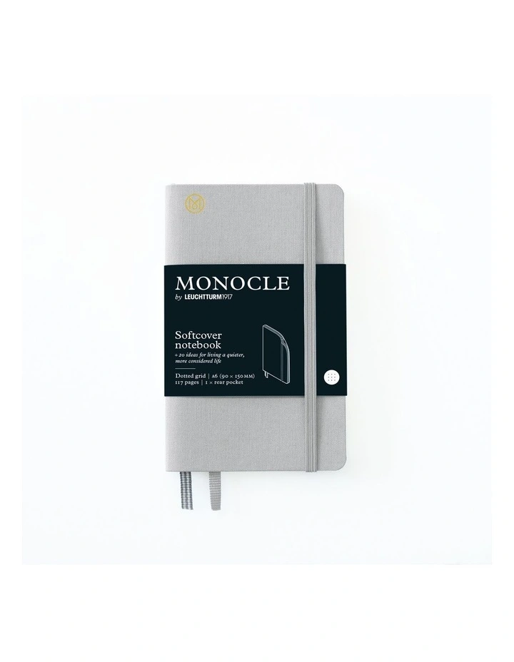 Notebook A6 Monocle, Softcover, 128 numbered pages, Light Grey, Dotted image 1