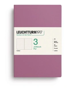 Jottbook pur (A5), 80 numbered pages, dotted, Dusty Rose, pack of 3