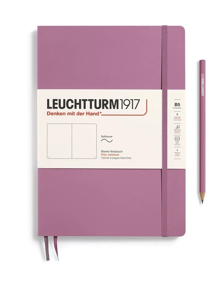 Notebook Composition (B5) plain, Softcover, 123 numbered pages, Dusty Rose image 1