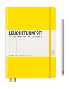 Notebook Medium (A5) Hardcover, 249 Numbered Pages, Dotted, Lemon