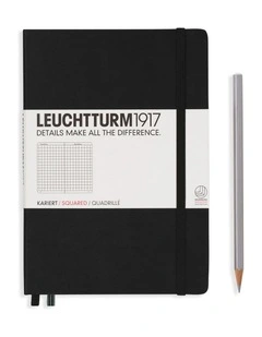 Notebook Medium (A5) Hardcover, 249 Numbered Pages, Squared, Black