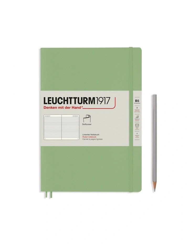 Notebook Softcover Composition (B5), 123 pages, Ruled, Sage image 1