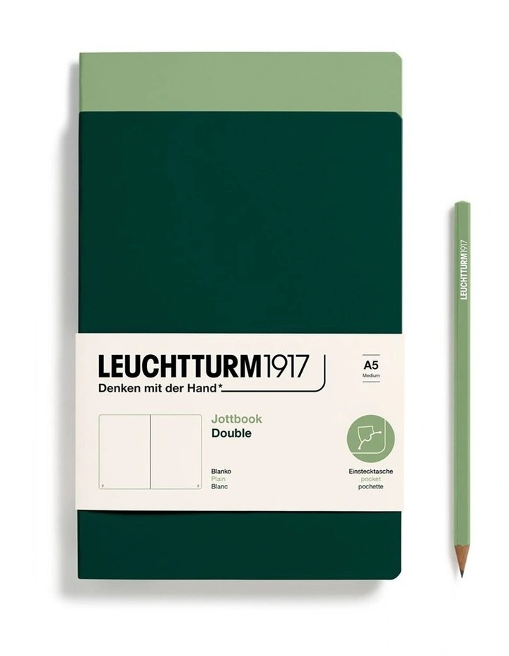 Jottbook (A5) Sage and Forest Green, Plain, double pack image 1