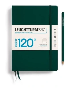 Notebook Hardcover Medium (A5), 120g Edition, Ruled, 203 pages, Forest Green