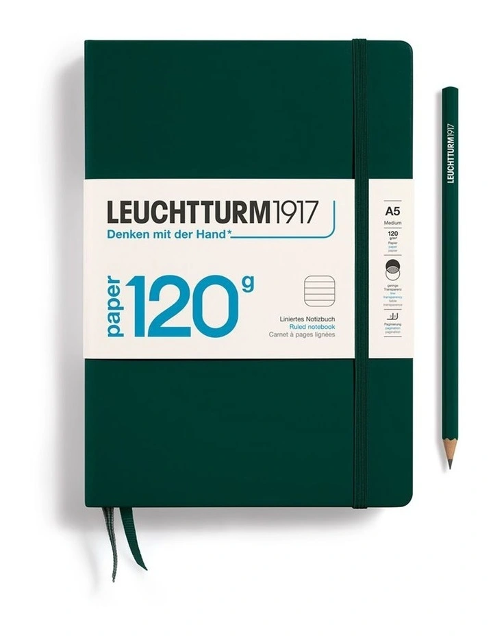 Notebook Hardcover Medium (A5), 120g Edition, Ruled, 203 pages, Forest Green image 1