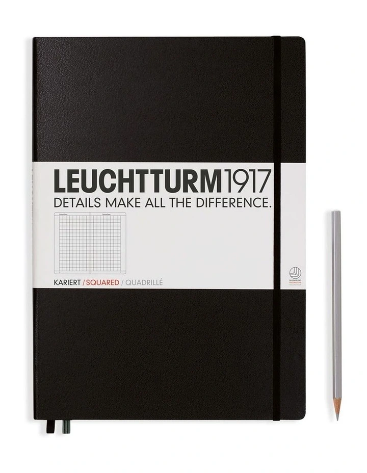 Notebook Master (A4 ) Hardcover, 235 Numbered Pages, Squared, Black image 1