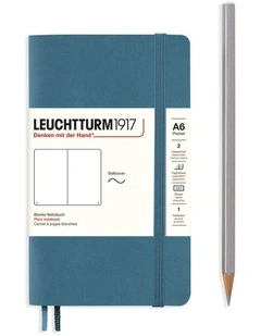 Notebook Softcover Pocket (A6), 123 pages, Plain, Stone Blue