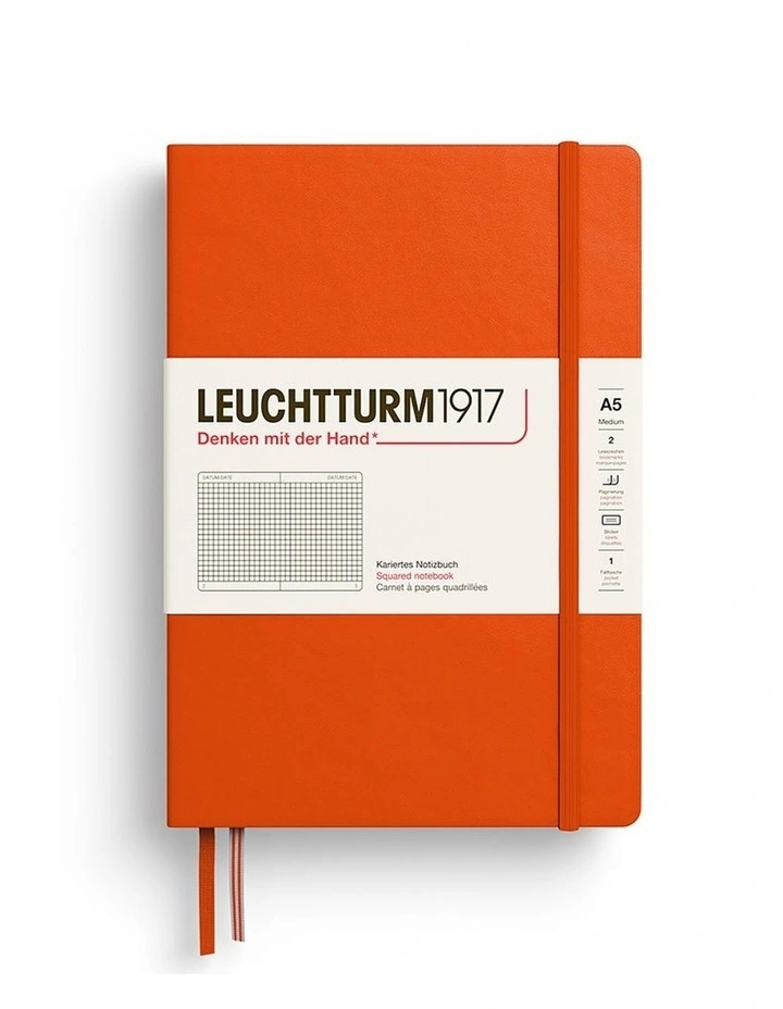 Notebook Medium (A5), Hardcover, 251 numbered pages, Pumpkin, squared image 2