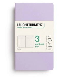 Jottbook pur (A6), 64 numbered pages, dotted, Lilac, pack of 3