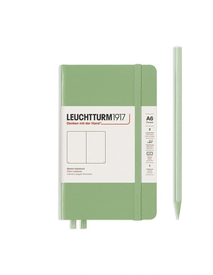 Notebook Hardcover Pocket (A6), 187 pages, Plain, Sage image 1