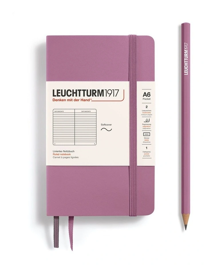 Notebook Pocket (A6), Softcover, 123 pages, ruled, Dusty Rose image 1