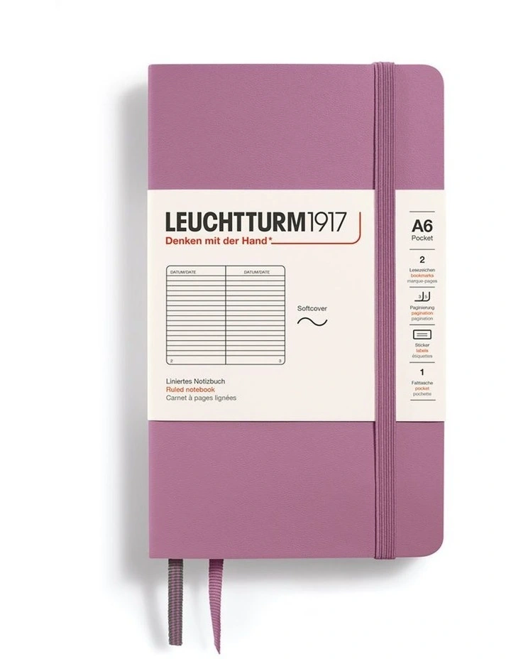Notebook Pocket (A6), Softcover, 123 pages, ruled, Dusty Rose image 2