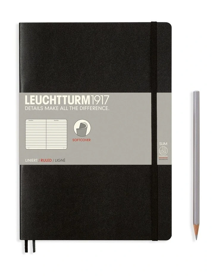 Notebook Composition (B5) Ruled, Softcover, 121 Numbered Pages, Black image 1