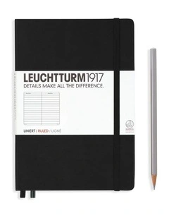 Notebook Medium (A5) Hardcover, 249 Numbered Pages, Ruled, Black