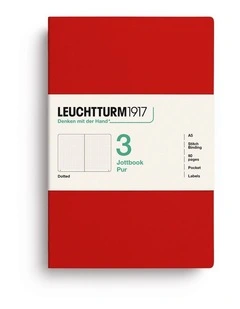 Jottbook pur (A5), 80 numbered pages, dotted, Cherry, pack of 3