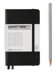 Notebook Pocket (A6) Hardcover, 185 Numbered Pages, Ruled, Black