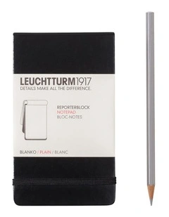 Reporter Notepad Pocket (A6) Hardcover, 94 Numbered Sheets/188 Pages, Black, Plain