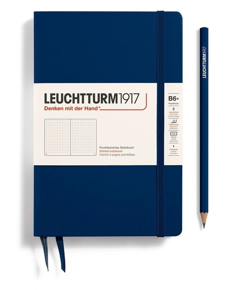 Notebook Hardcover Paperback (B6 ), Dotted, 123 pages, Navy image 1