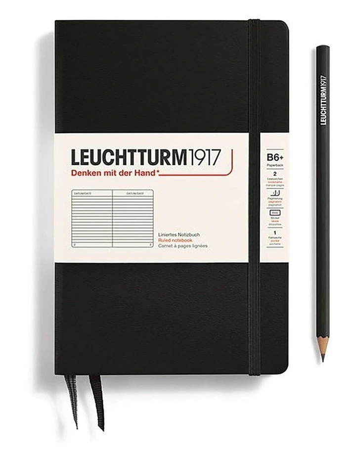 Notebook Paperback (B6 ), Hardcover, 219 numbered pages, Black, Ruled image 1