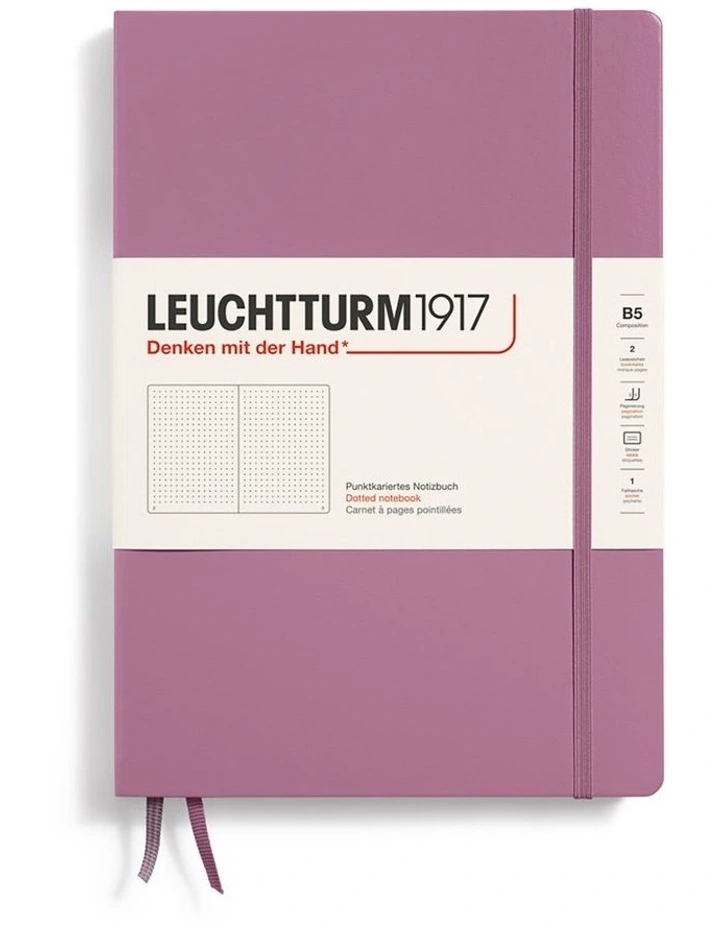 Notebook Composition (B5), Hardcover, 219 numbered pages, Dusty Rose, dotted image 2