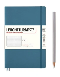Notebook Paperback (B6 ) Dotted, Softcover, 123 Numbered Pages, Stone Blue